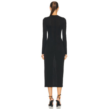 Hot Sale Long Sleeve High quality Bodycon Dress  Studded Slit Detail Woman's Midi Dress