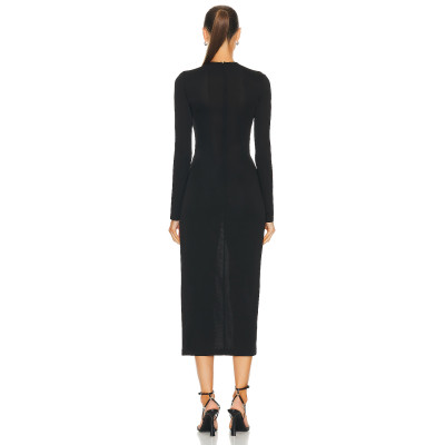 Hot Sale Long Sleeve High quality Bodycon Dress  Studded Slit Detail Woman's Midi Dress