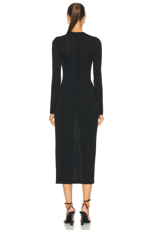 Hot Sale Long Sleeve High quality Bodycon Dress  Studded Slit Detail Woman's Midi Dress