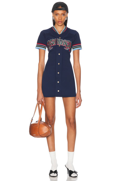 New Design Classic Baseball style Button Front Embroidery Fashionable Woman's Mini Dress
