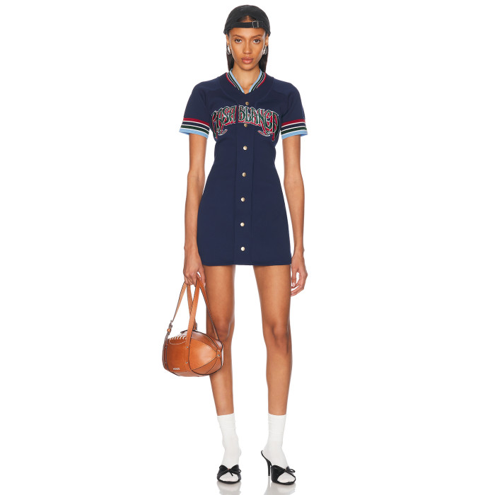 New Design Classic Baseball style Button Front Embroidery Fashionable Woman's Mini Dress
