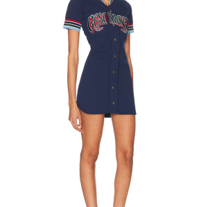 New Design Classic Baseball style Button Front Embroidery Fashionable Woman's Mini Dress