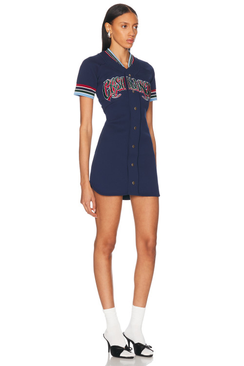 New Design Classic Baseball style Button Front Embroidery Fashionable Woman's Mini Dress