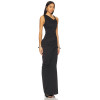 Alluring Exquisitely Elegant Asymmetric Cut Black Stylish Side Slit Design Maxi Dress