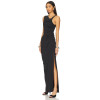 Alluring Exquisitely Elegant Asymmetric Cut Black Stylish Side Slit Design Maxi Dress