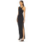 Alluring Exquisitely Elegant Asymmetric Cut Black Stylish Side Slit Design Maxi Dress