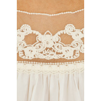 Exquisite Lace Embroidered Square Necked Sweet Loose White Mini Dress For Women