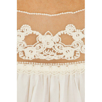 Exquisite Lace Embroidered Square Necked Sweet Loose White Mini Dress For Women