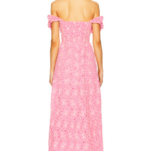 Fashion Forward Hot Selling Sweet Convertible Off The Shoulder Floral Eyelet Fabric Long Dress