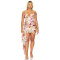 2025 New Fashionable Floral Printed Strapless Pleated Half Skirt Draped Accents Mini Dress