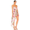 2025 New Fashionable Floral Printed Strapless Pleated Half Skirt Draped Accents Mini Dress