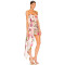 2025 New Fashionable Floral Printed Strapless Pleated Half Skirt Draped Accents Mini Dress