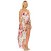 2025 New Fashionable Floral Printed Strapless Pleated Half Skirt Draped Accents Mini Dress