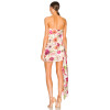2025 New Fashionable Floral Printed Strapless Pleated Half Skirt Draped Accents Mini Dress