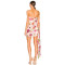 2025 New Fashionable Floral Printed Strapless Pleated Half Skirt Draped Accents Mini Dress