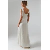 Elegant Solid Color Square Slim Open Back High Waist Floral Embroidered Summer Dress