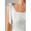 Elegant Solid Color Square Slim Open Back High Waist Floral Embroidered Summer Dress
