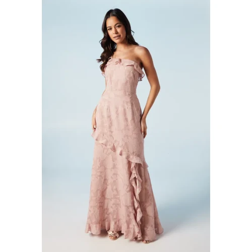 Elegant Sexy Pink Bodycon One Shoulder Open back Floral embroidered Evening Women Dress