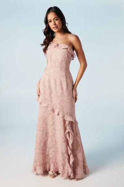 Elegant Sexy Pink Bodycon One Shoulder Open back Floral embroidered Evening Women Dress