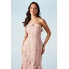 Elegant Sexy Pink Bodycon One Shoulder Open back Floral embroidered Evening Women Dress