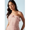 Elegant Sexy Pink Bodycon One Shoulder Open back Floral embroidered Evening Women Dress