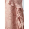Elegant Sexy Pink Bodycon One Shoulder Open back Floral embroidered Evening Women Dress
