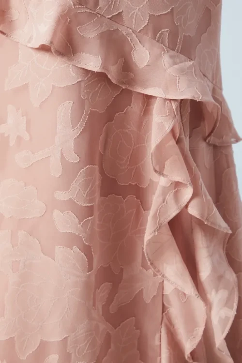 Elegant Sexy Pink Bodycon One Shoulder Open back Floral embroidered Evening Women Dress