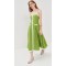 Latest style Freshness Side pocket Square neckline Casual Simpleness Green Woman's Midi dress