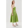 Latest style Freshness Side pocket Square neckline Casual Simpleness Green Woman's Midi dress