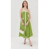 Latest style Freshness Side pocket Square neckline Casual Simpleness Green Woman's Midi dress