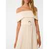Customized High Quality Off Shoulder Detachable Belt High Waist Solid Color Casual Dress