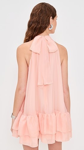 2025 Hot sale New Design Halter neckline Sweet and Fresh Bow Trim Woman's Mini Dress