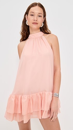 2025 Hot sale New Design Halter neckline Sweet and Fresh Bow Trim Woman's Mini Dress
