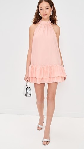 2025 Hot sale New Design Halter neckline Sweet and Fresh Bow Trim Woman's Mini Dress