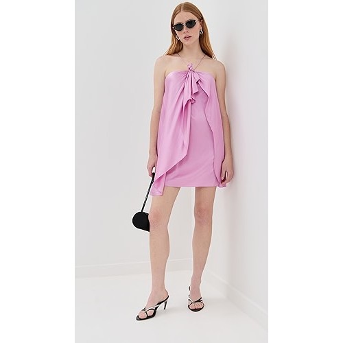 Lightweight stretch satin Halter neckline Sexy Party Dress Sweetness Woman's Mini Dress
