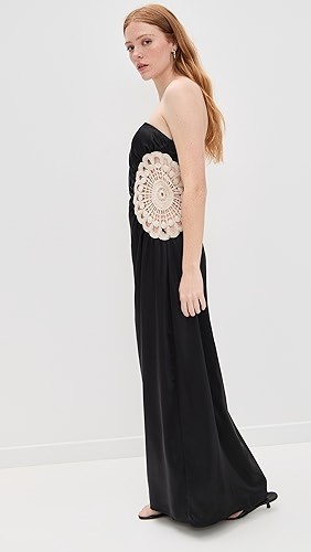 Exquisite Black Long Dress Waist cut out Backless Off shoulder dress Woman's Maxi Dress