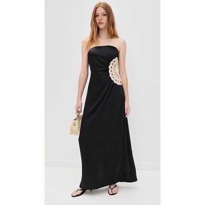 Exquisite Black Long Dress Waist cut out Backless Off shoulder dress Woman's Maxi Dress