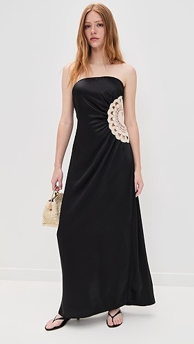 Exquisite Black Long Dress Waist cut out Backless Off shoulder dress Woman's Maxi Dress