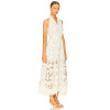2025 New Fashionable Vintage Heavyweight Floral Lace Fabric Halter Neck Pearl Buttons Maxi Dress