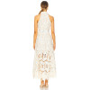 2025 New Fashionable Vintage Heavyweight Floral Lace Fabric Halter Neck Pearl Buttons Maxi Dress