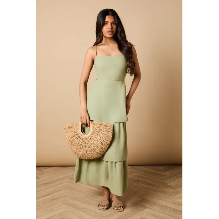 OEM Women Summer Camisole High Tight Waist Cut Out Open Back Fashion Casual Dress