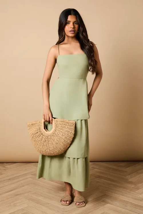 OEM Women Summer Camisole High Tight Waist Cut Out Open Back Fashion Casual Dress