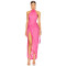 Hot Sale Sexy Elegant Fuchsia Halter Neck Backless Slit Fitting Maxi Dress