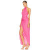 Hot Sale Sexy Elegant Fuchsia Halter Neck Backless Slit Fitting Maxi Dress