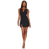 Fashionable Exquisite Black Sleeveless Body Hugging Unique Cut out Edgy Slit Design Mini Dress