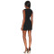 Fashionable Exquisite Black Sleeveless Body Hugging Unique Cut out Edgy Slit Design Mini Dress