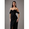 Sexy Off Shoulder Slim High Waist Solid Color Backless Woman's Long Evening Dress
