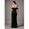 Sexy Off Shoulder Slim High Waist Solid Color Backless Woman's Long Evening Dress