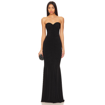 Stylish Elegant Strapless Off Shoulder Slim Fit Mermaid Black Evening Gown For Women