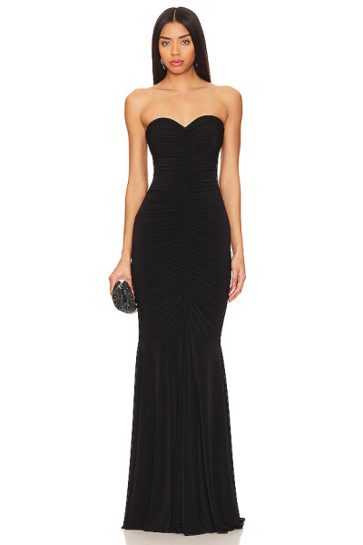 Stylish Elegant Strapless Off Shoulder Slim Fit Mermaid Black Evening Gown For Women